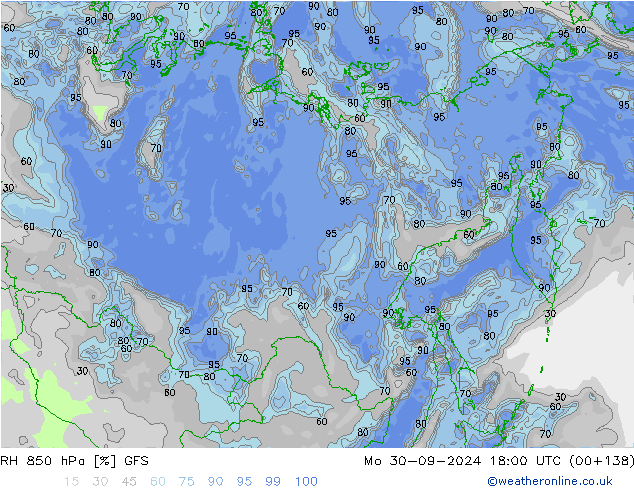 850 hPa Nispi Nem GFS Pzt 30.09.2024 18 UTC