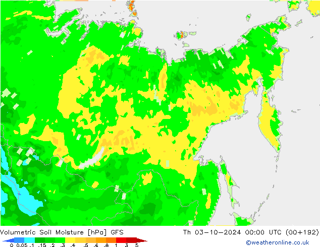 Volumetric Soil Moisture GFS Qui 03.10.2024 00 UTC