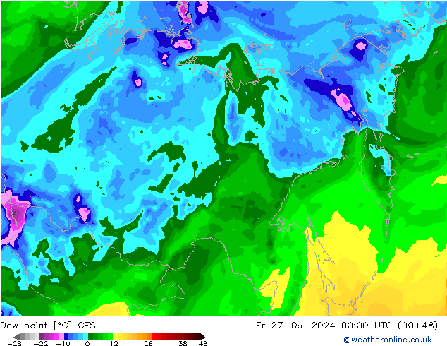 Dew point GFS Fr 27.09.2024 00 UTC