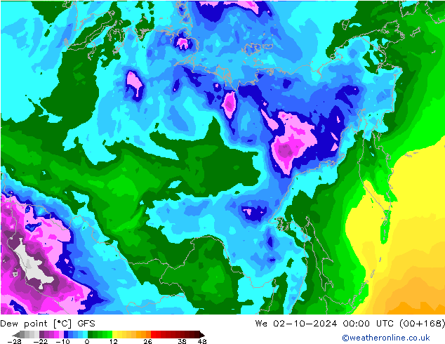 Dew point GFS We 02.10.2024 00 UTC