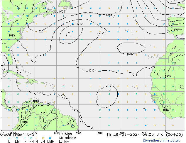 Cloud layer GFS Th 26.09.2024 06 UTC