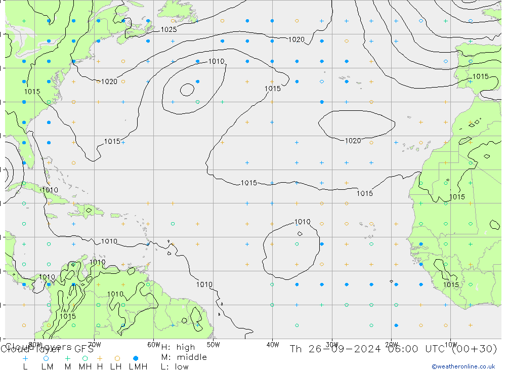 Cloud layer GFS gio 26.09.2024 06 UTC