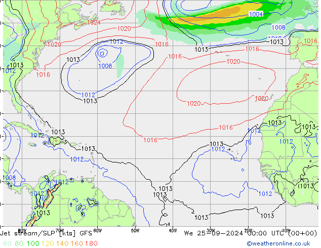 Jet stream/SLP GFS We 25.09.2024 00 UTC