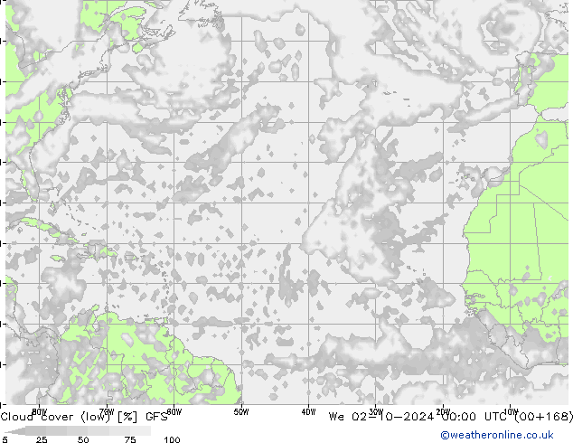 Bewolking (Laag) GFS wo 02.10.2024 00 UTC