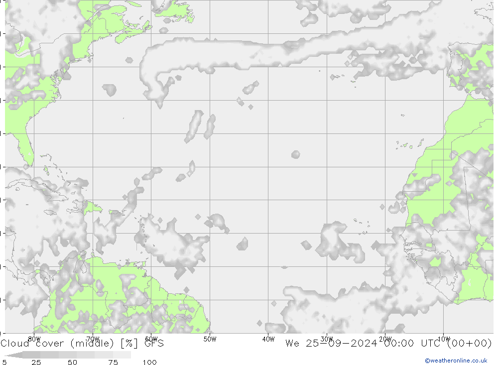 Nuages (moyen) GFS mer 25.09.2024 00 UTC