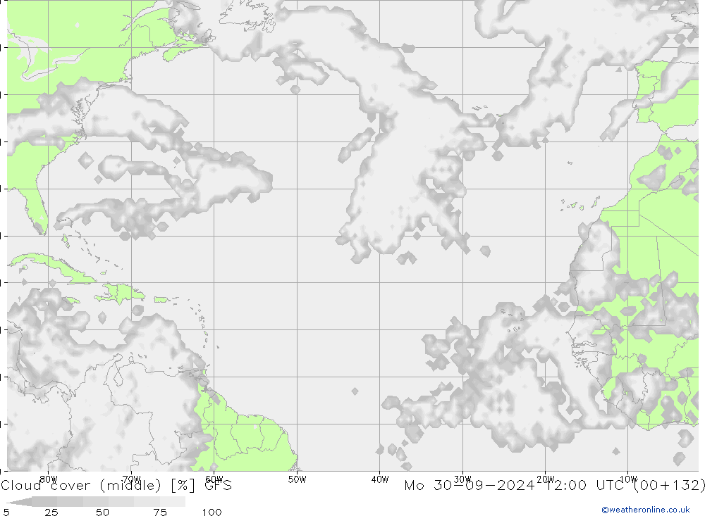 облака (средний) GFS пн 30.09.2024 12 UTC