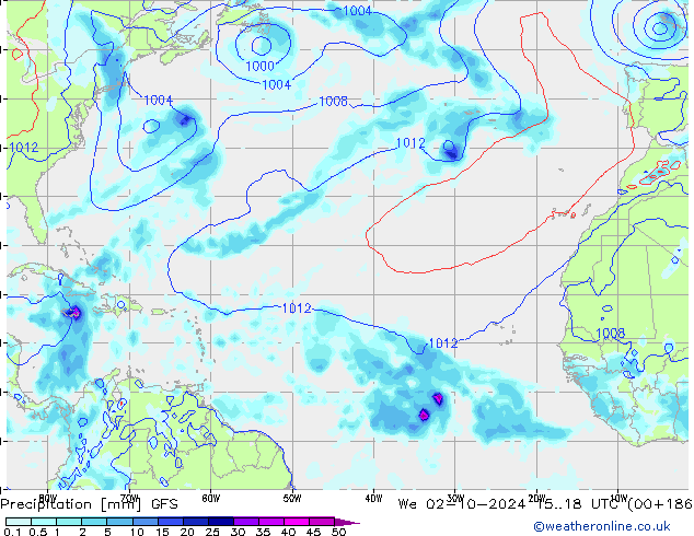 Srážky GFS St 02.10.2024 18 UTC