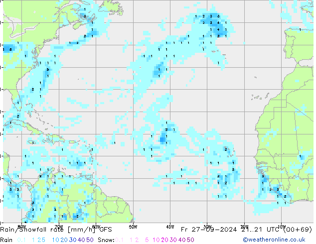 Rain/Snowfall rate GFS  27.09.2024 21 UTC