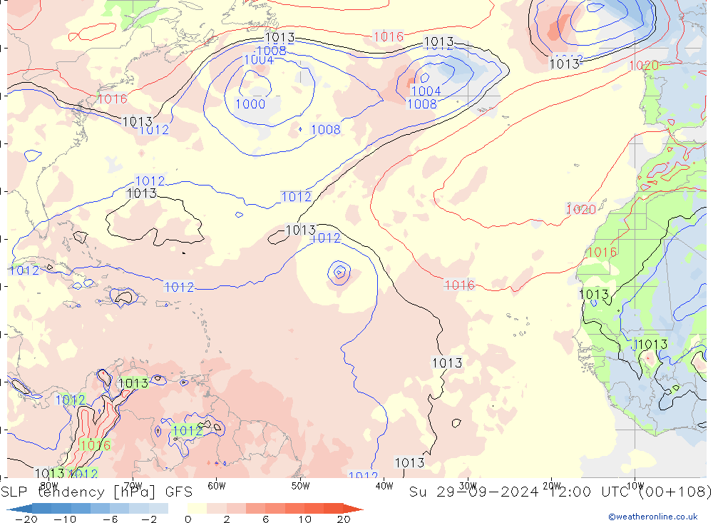 SLP tendency GFS Ne 29.09.2024 12 UTC