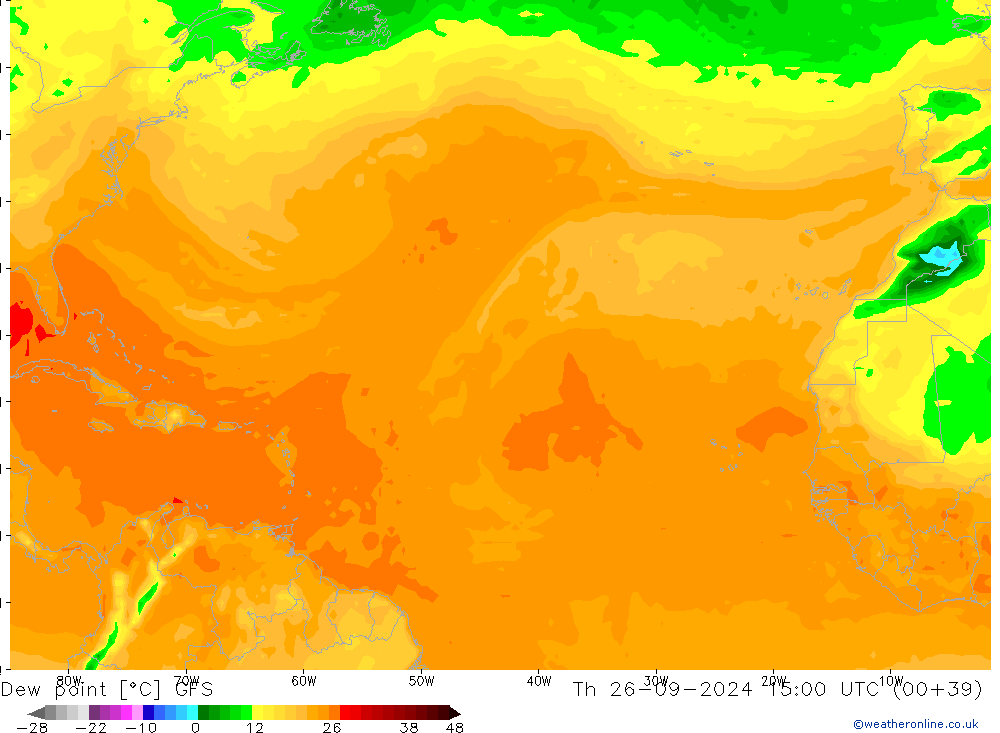 Çiğ Noktası GFS Per 26.09.2024 15 UTC