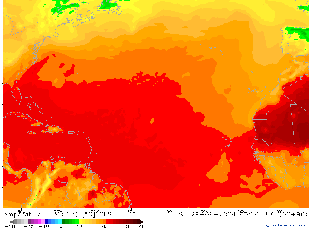 Temp. minima (2m) GFS dom 29.09.2024 00 UTC