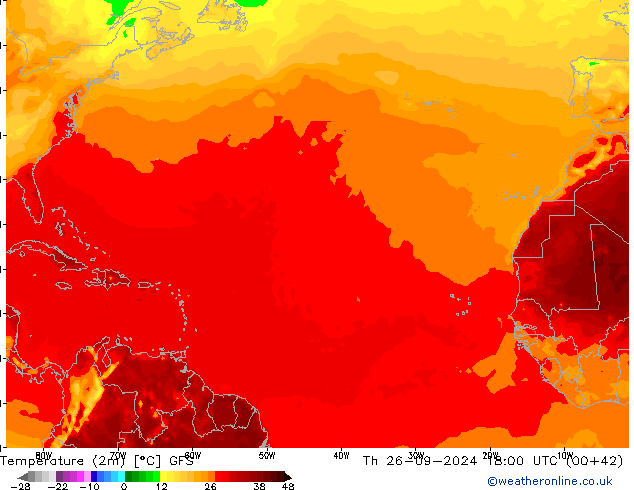 Temperature (2m) GFS Th 26.09.2024 18 UTC