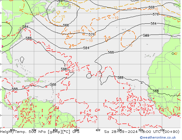 Z500/Rain (+SLP)/Z850 GFS sáb 28.09.2024 18 UTC