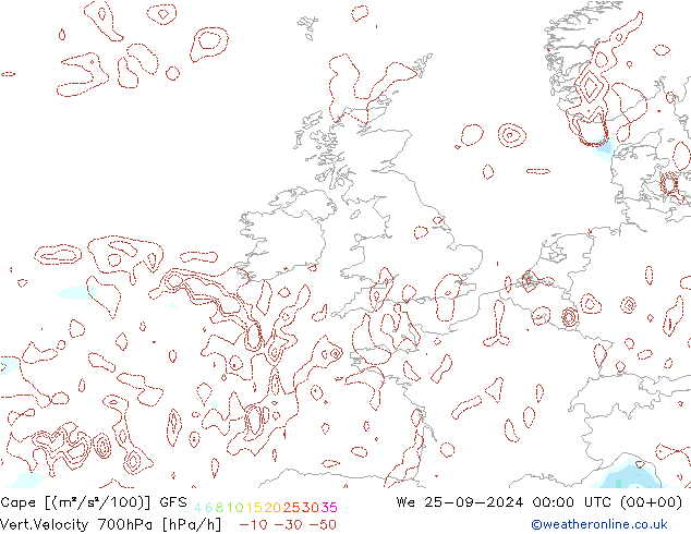 Cape GFS Qua 25.09.2024 00 UTC