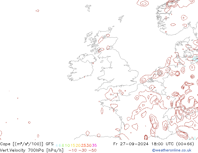 Cape GFS Fr 27.09.2024 18 UTC