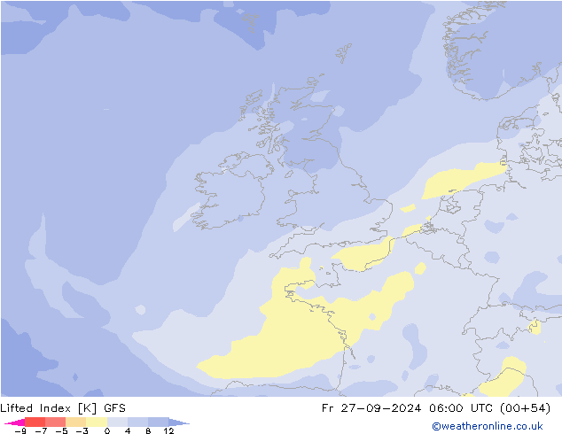 Indice de soulèvement GFS ven 27.09.2024 06 UTC