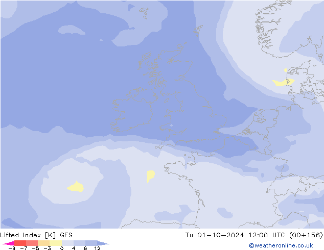 Lifted Index GFS mar 01.10.2024 12 UTC