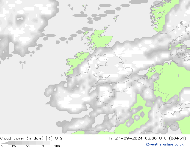 Wolken (mittel) GFS Fr 27.09.2024 03 UTC