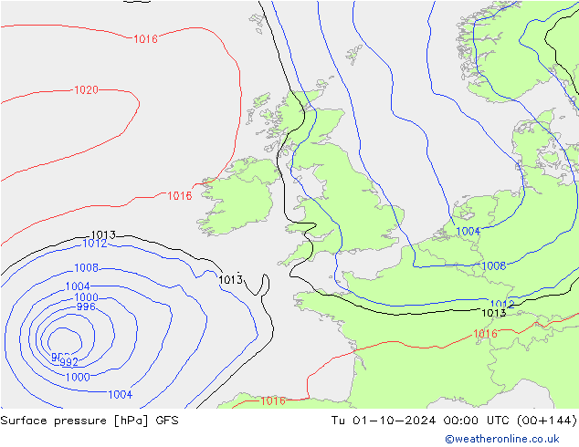 GFS: wto. 01.10.2024 00 UTC