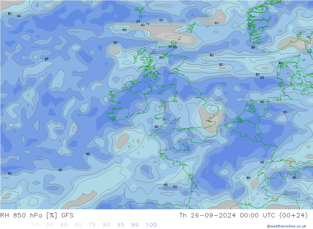 RH 850 hPa GFS Do 26.09.2024 00 UTC