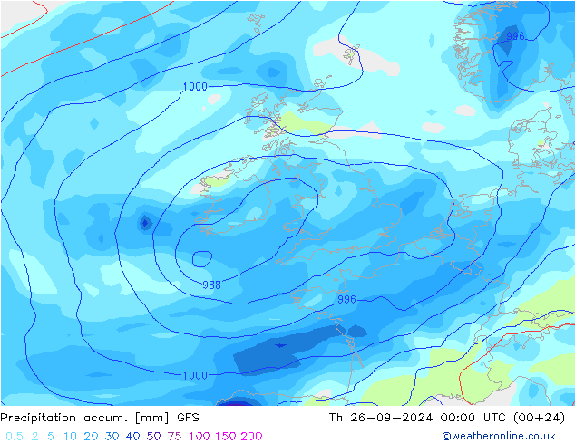 Precipitation accum. GFS чт 26.09.2024 00 UTC