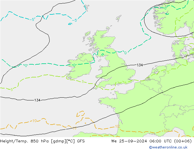 Z500/Regen(+SLP)/Z850 GFS wo 25.09.2024 06 UTC