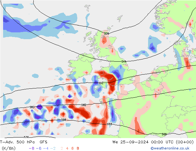 T-Adv. 500 hPa GFS Mi 25.09.2024 00 UTC