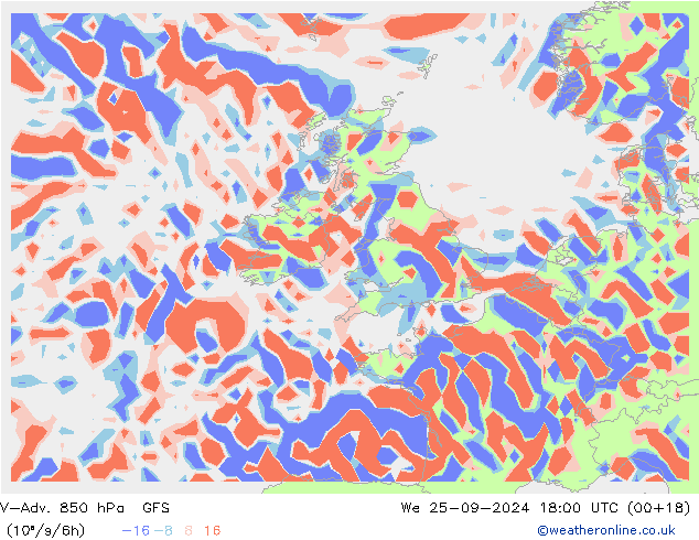 V-Adv. 850 hPa GFS mer 25.09.2024 18 UTC