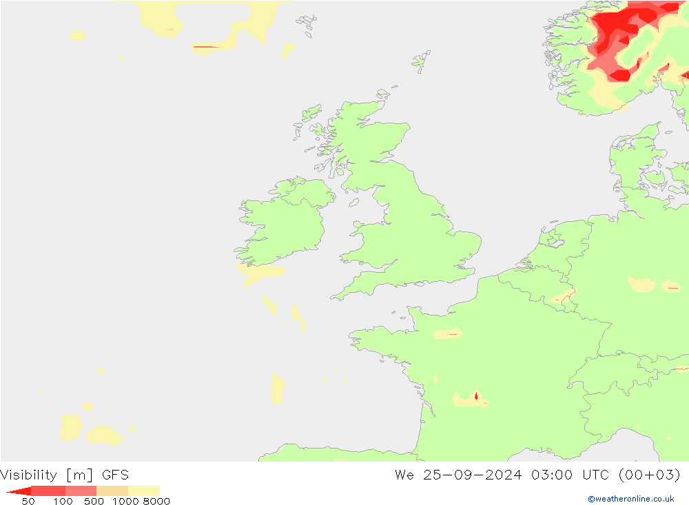 Dohlednost GFS St 25.09.2024 03 UTC