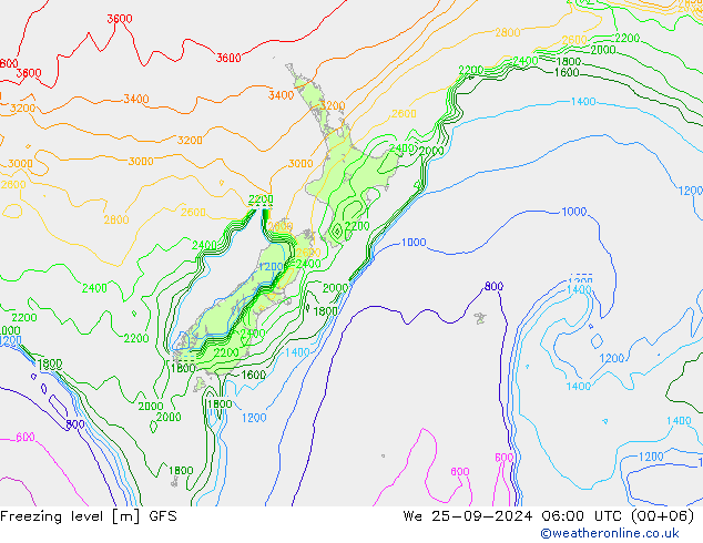 Freezing level GFS  25.09.2024 06 UTC