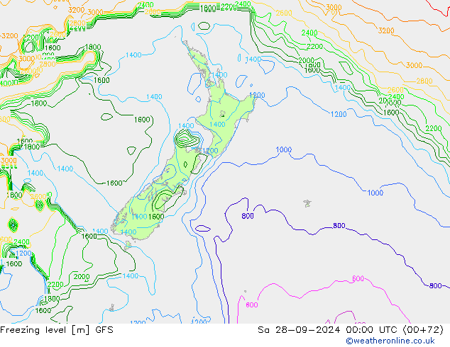 Frostgrenze GFS Sa 28.09.2024 00 UTC