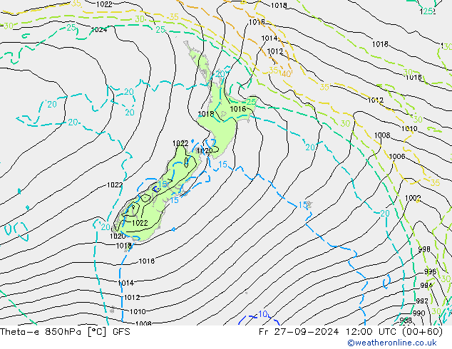 Theta-e 850hPa GFS Settembre 2024