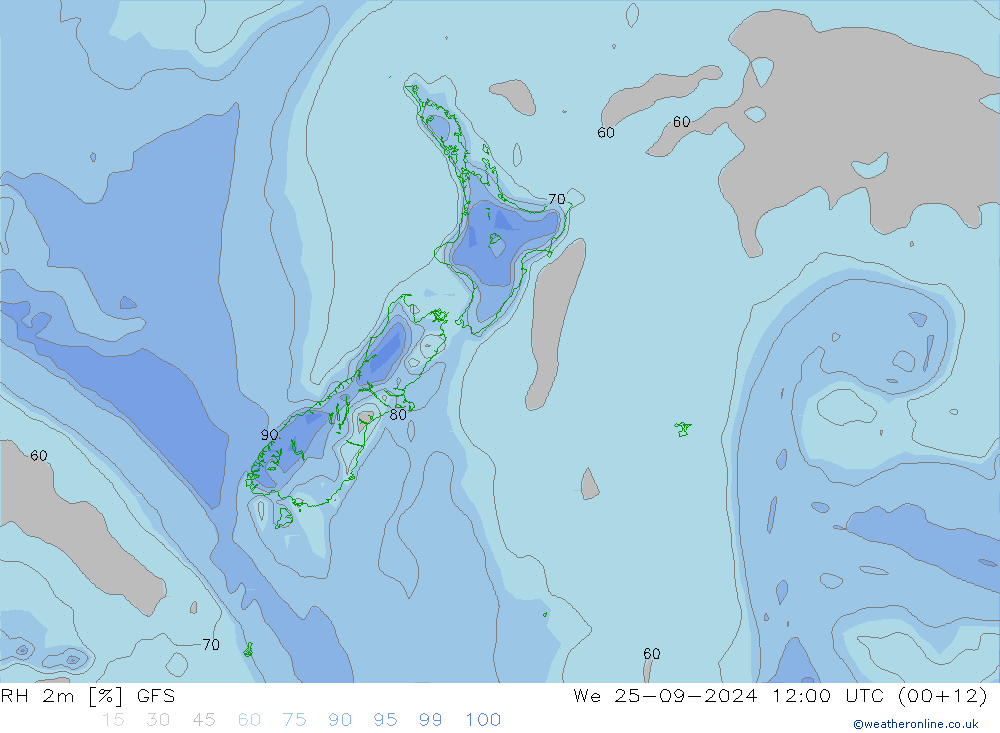 RH 2m GFS We 25.09.2024 12 UTC