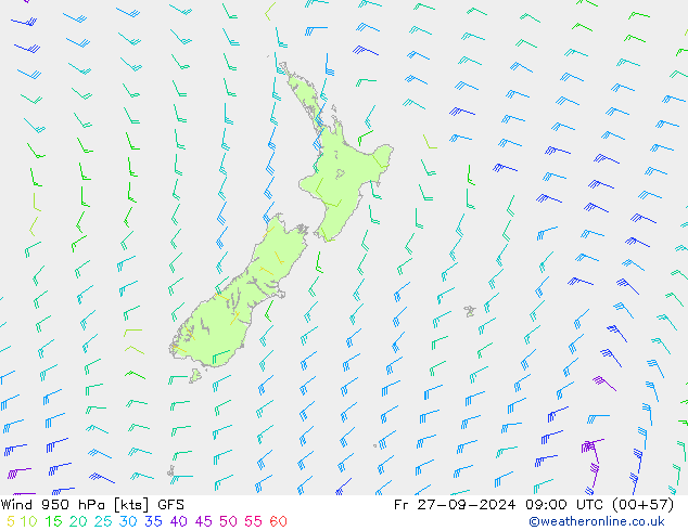 Wind 950 hPa GFS Fr 27.09.2024 09 UTC