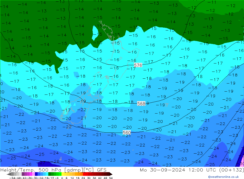 Z500/Rain (+SLP)/Z850 GFS  30.09.2024 12 UTC