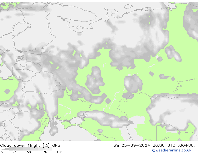 Cloud (high,middle,low) GFS We 25.09.2024 06 UTC