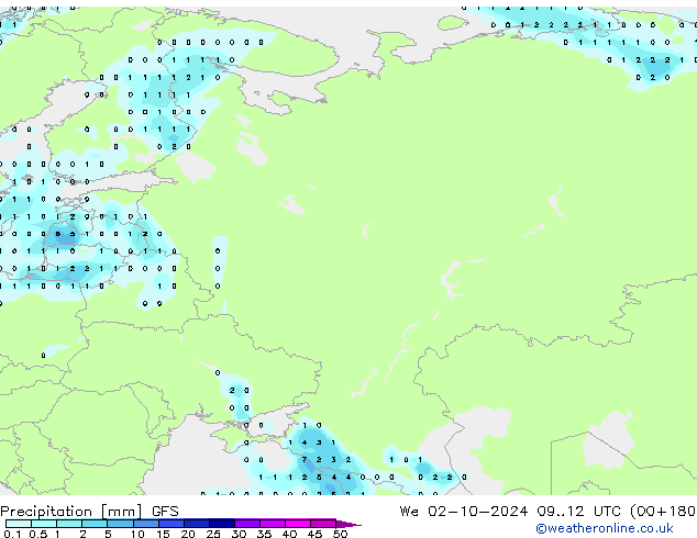 Srážky GFS St 02.10.2024 12 UTC