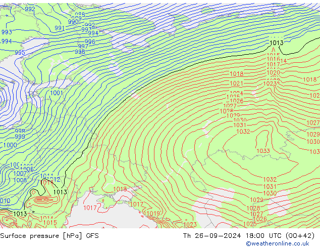 Luchtdruk (Grond) GFS do 26.09.2024 18 UTC