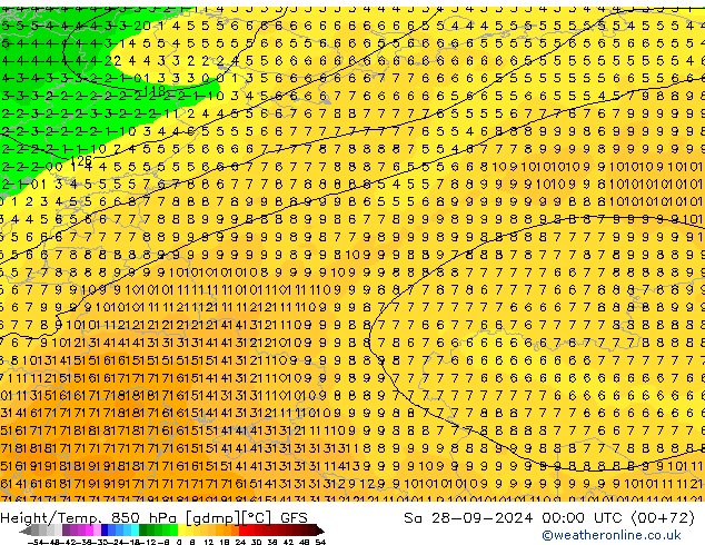 Z500/Rain (+SLP)/Z850 GFS  28.09.2024 00 UTC