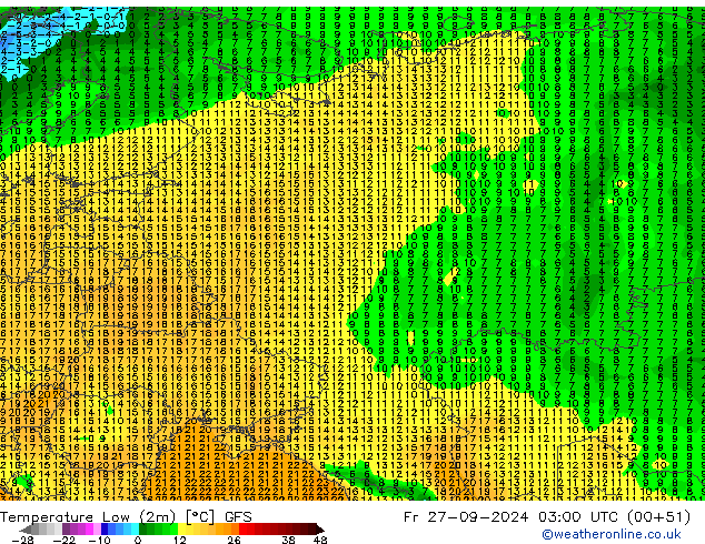 Min.  (2m) GFS  27.09.2024 03 UTC