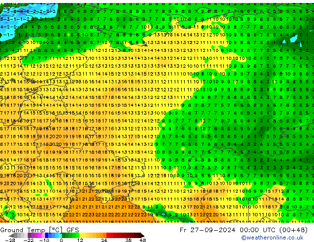 Bodentemperatur GFS Fr 27.09.2024 00 UTC