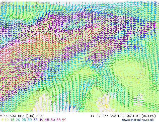 Wind 500 hPa GFS Fr 27.09.2024 21 UTC