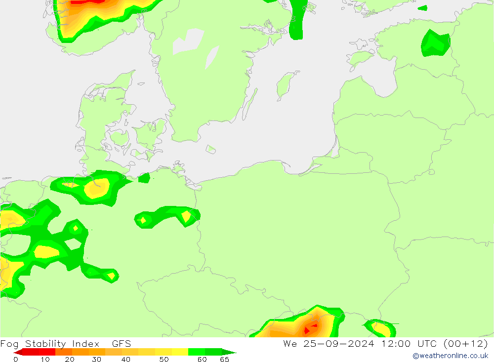 Fog Stability Index GFS Qua 25.09.2024 12 UTC