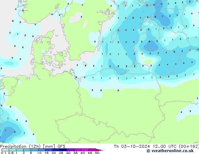 осадки (12h) GFS чт 03.10.2024 00 UTC