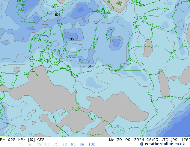 RH 925 hPa GFS Mo 30.09.2024 06 UTC