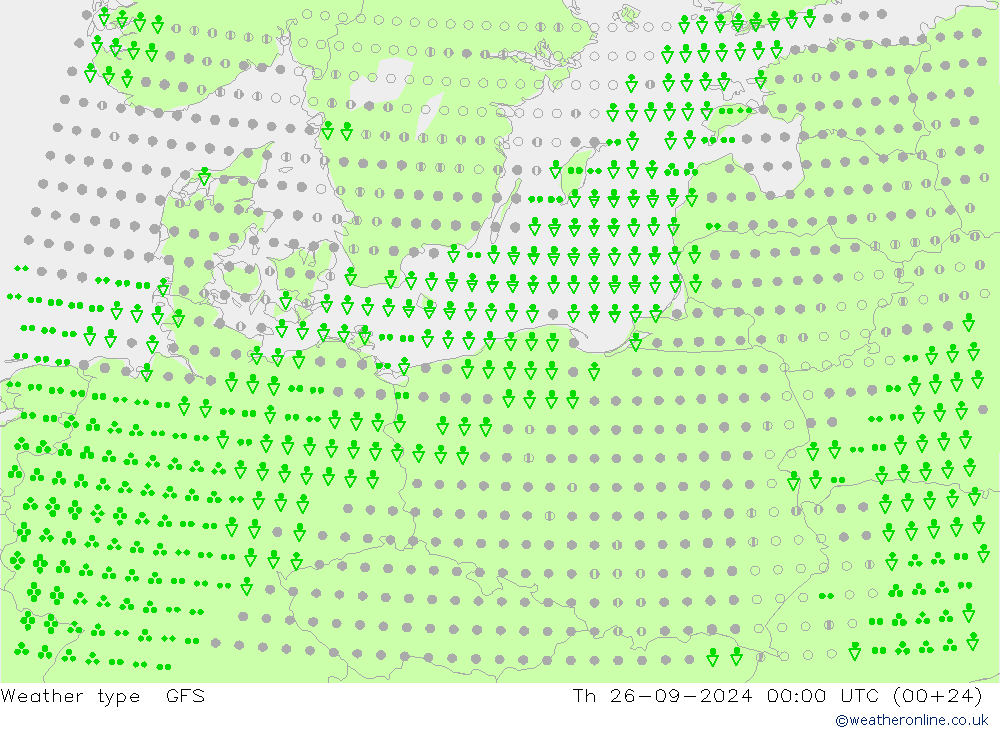 Tipo de precipitación GFS jue 26.09.2024 00 UTC