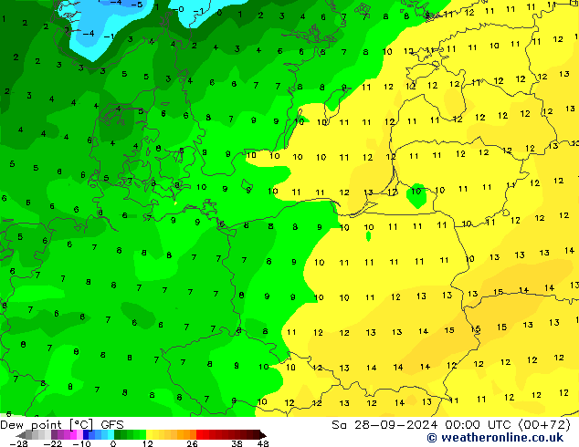 punkt rosy GFS so. 28.09.2024 00 UTC