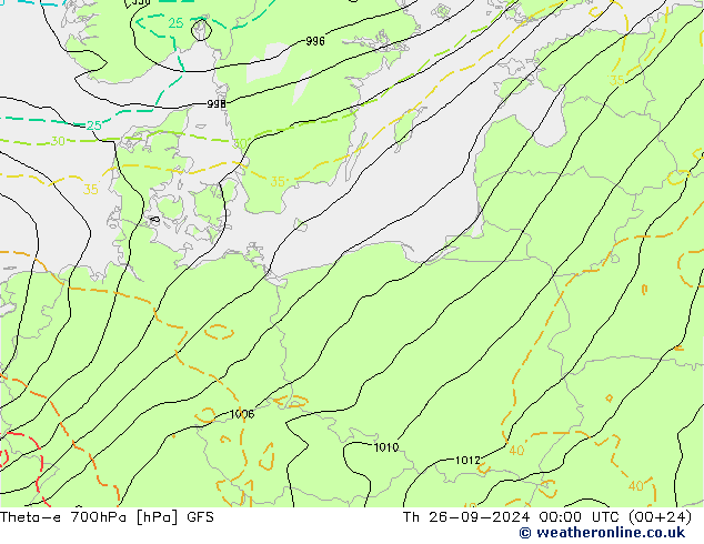 Theta-e 700гПа GFS чт 26.09.2024 00 UTC