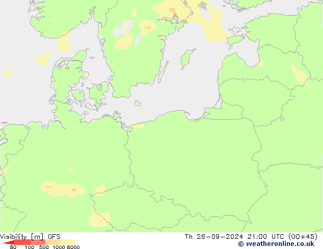 Dohlednost GFS Čt 26.09.2024 21 UTC