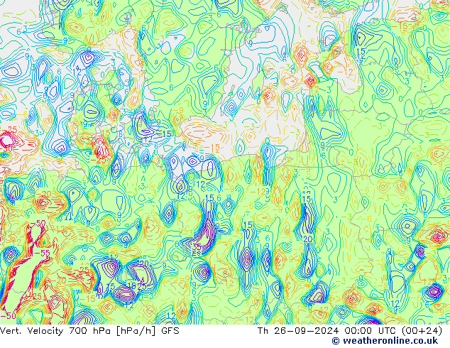 Vert. Velocity 700 hPa GFS gio 26.09.2024 00 UTC